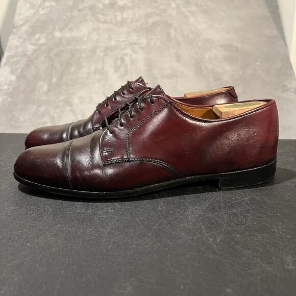 Vintage Cole Haan Cap Toe Oxford Mens 11 D Burgundy Leather Lace Up Dress Shoes - Picture 4 of 11